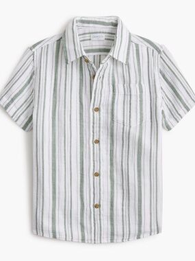 Crewcuts White and Olive Striped Button-Down Shirt